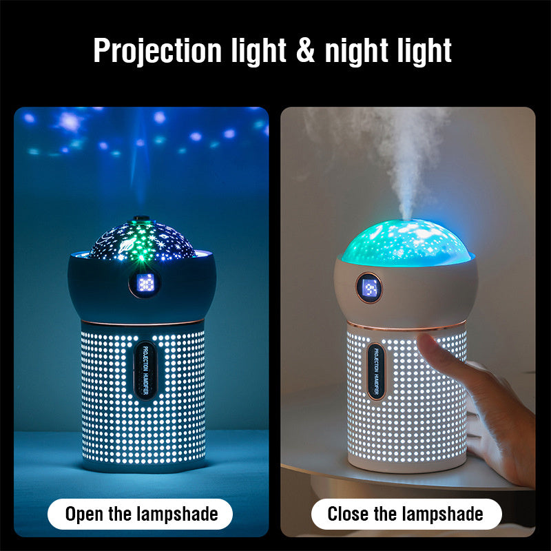 New Projection Night Light Air Humidifier Aroma Diffuser USB Rechargeable Essential Oil Diffusers Moisturizing Spray Steam Maker